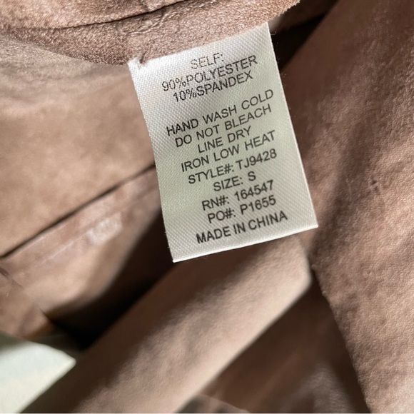 Flawless Women’s Long Sleeve Waterfall Zip Up Moto Jacket Tan Vegan Suede Small - Picture 5 of 10